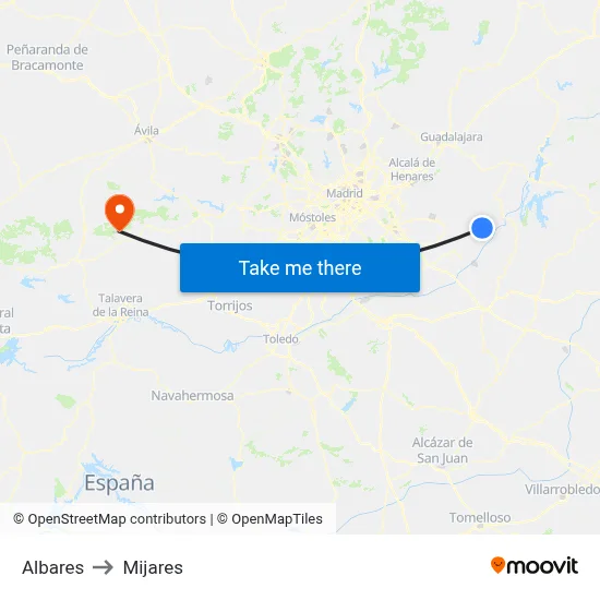 Albares to Mijares map