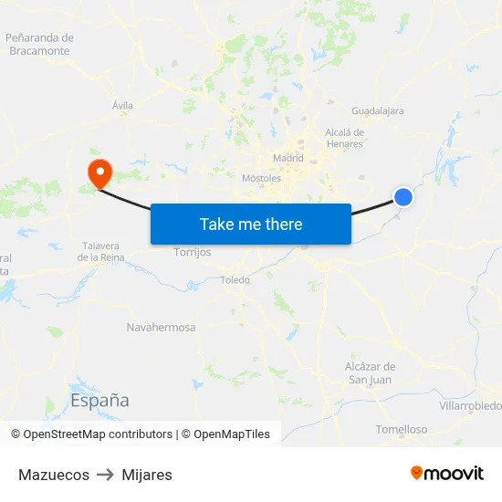 Mazuecos to Mijares map