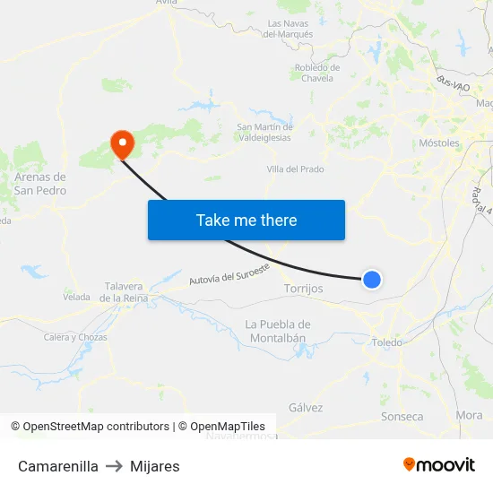 Camarenilla to Mijares map