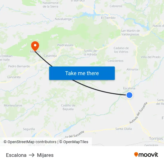 Escalona to Mijares map