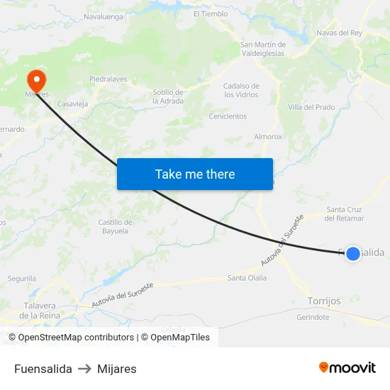 Fuensalida to Mijares map