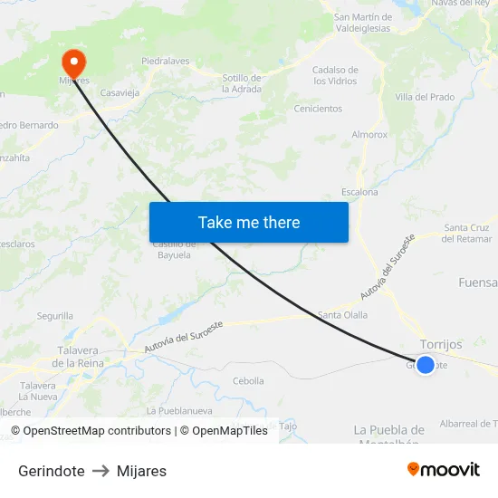Gerindote to Mijares map