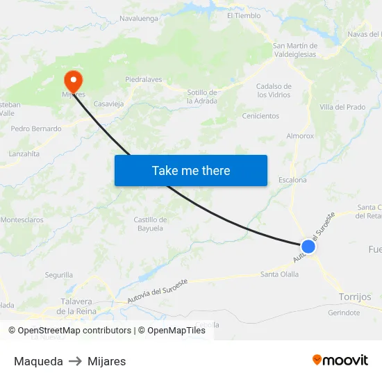 Maqueda to Mijares map
