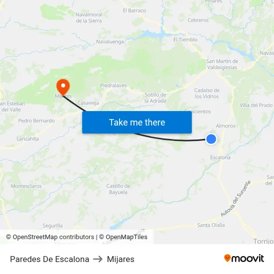 Paredes De Escalona to Mijares map