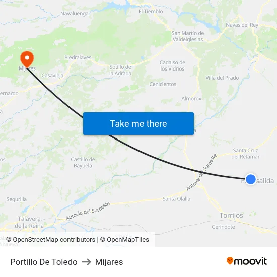 Portillo De Toledo to Mijares map