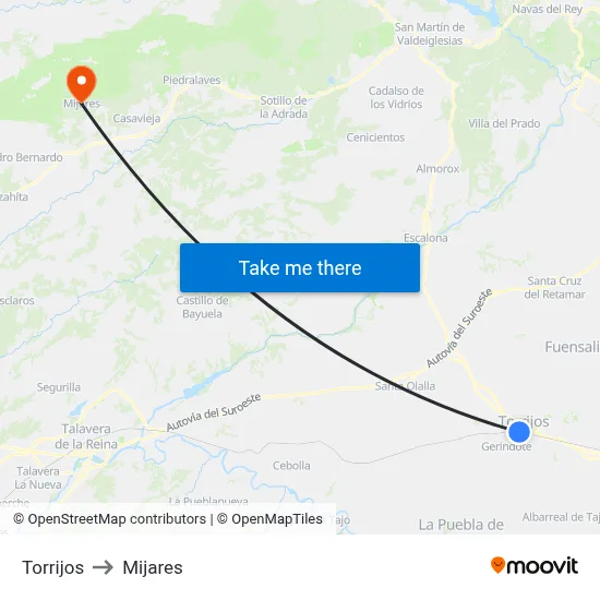 Torrijos to Mijares map