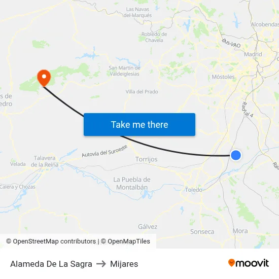 Alameda De La Sagra to Mijares map