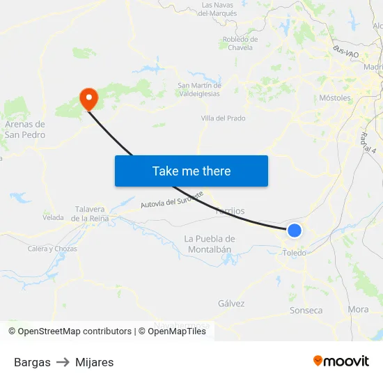 Bargas to Mijares map