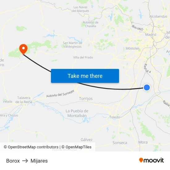 Borox to Mijares map