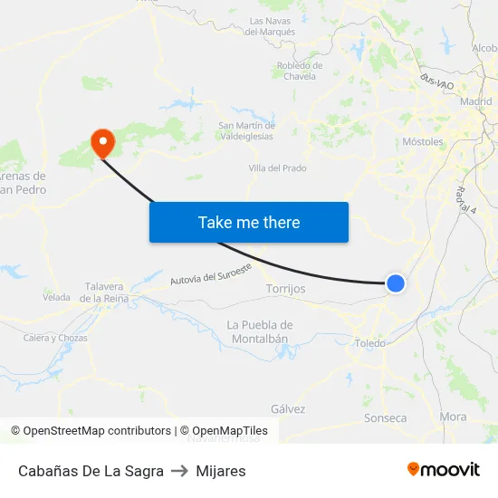 Cabañas De La Sagra to Mijares map