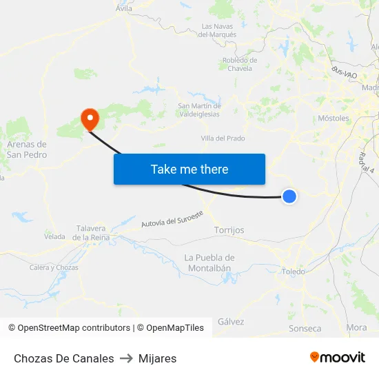 Chozas De Canales to Mijares map