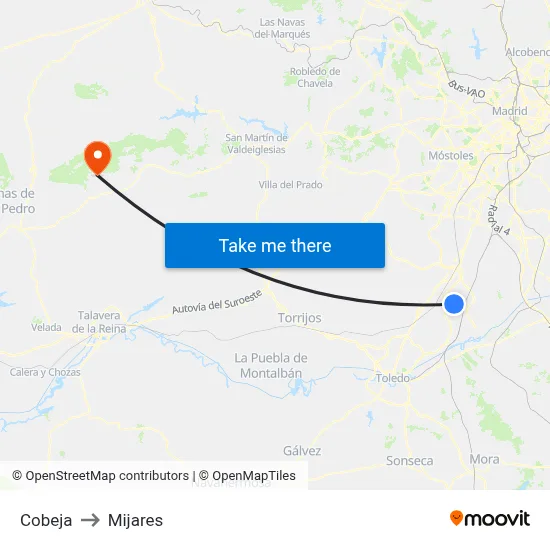 Cobeja to Mijares map
