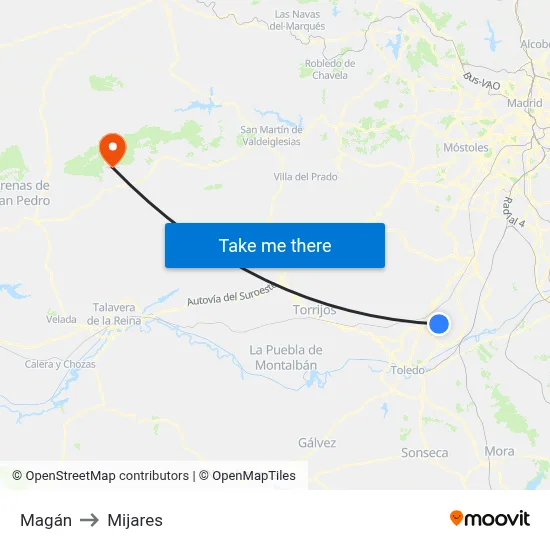Magán to Mijares map