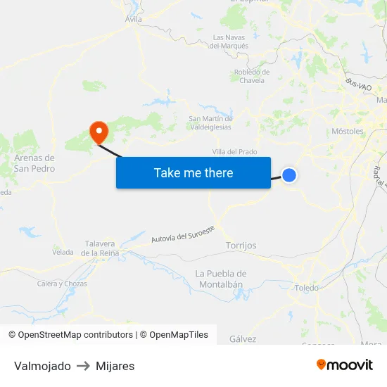 Valmojado to Mijares map