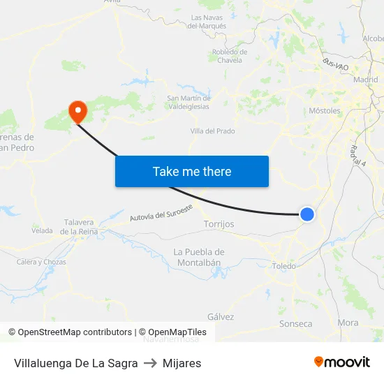 Villaluenga De La Sagra to Mijares map