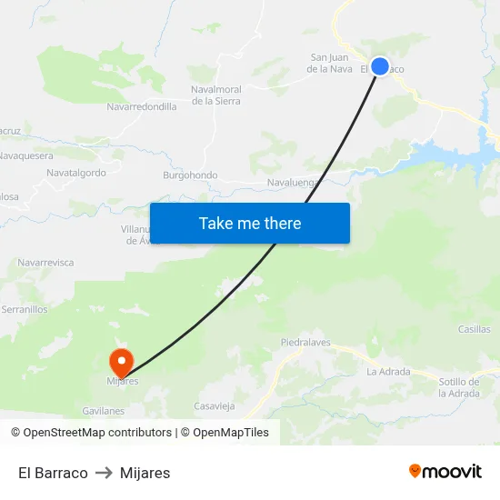 El Barraco to Mijares map