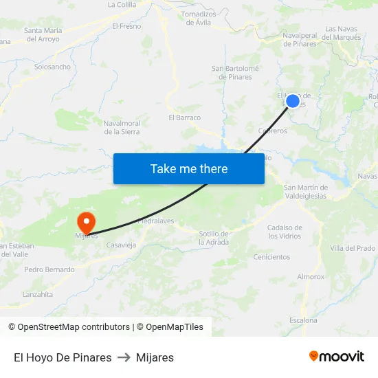 El Hoyo De Pinares to Mijares map