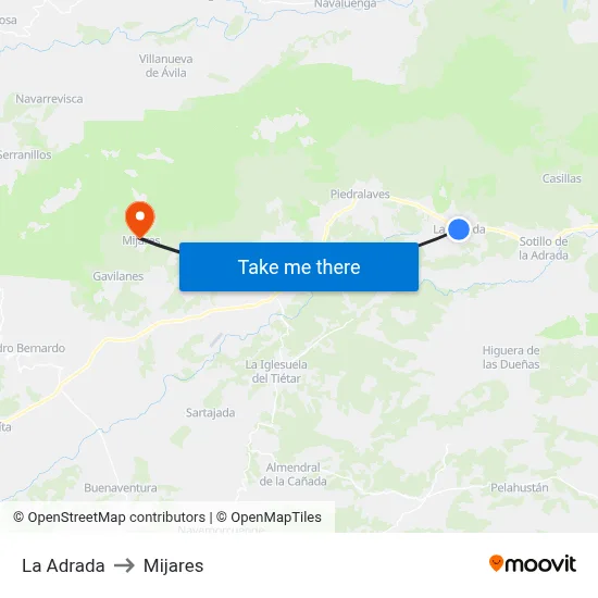 La Adrada to Mijares map