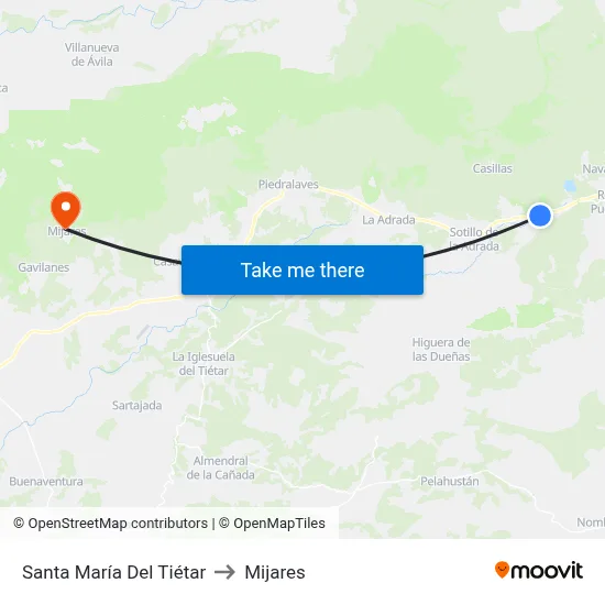 Santa María Del Tiétar to Mijares map
