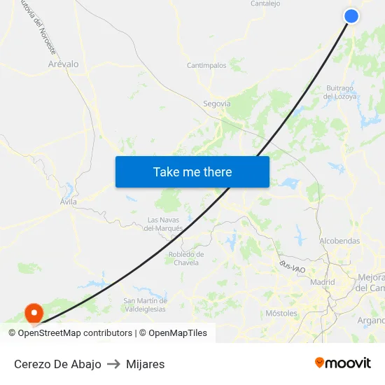 Cerezo De Abajo to Mijares map