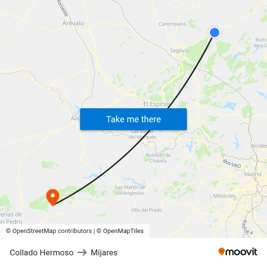 Collado Hermoso to Mijares map