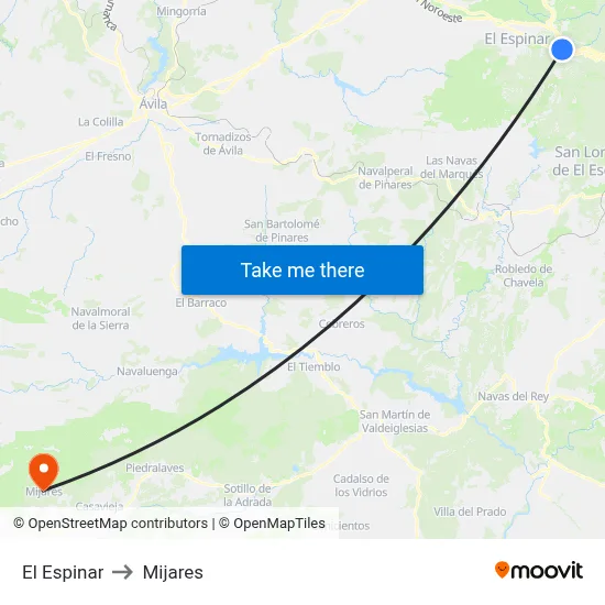 El Espinar to Mijares map
