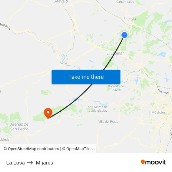La Losa to Mijares map
