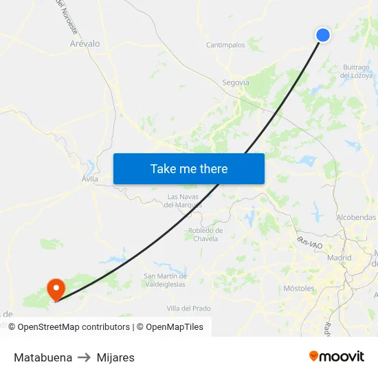 Matabuena to Mijares map