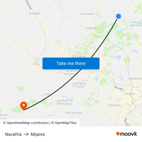 Navafría to Mijares map