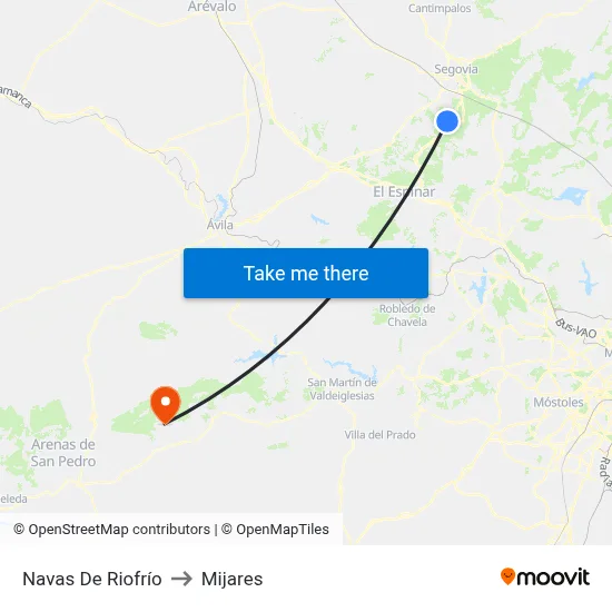 Navas De Riofrío to Mijares map