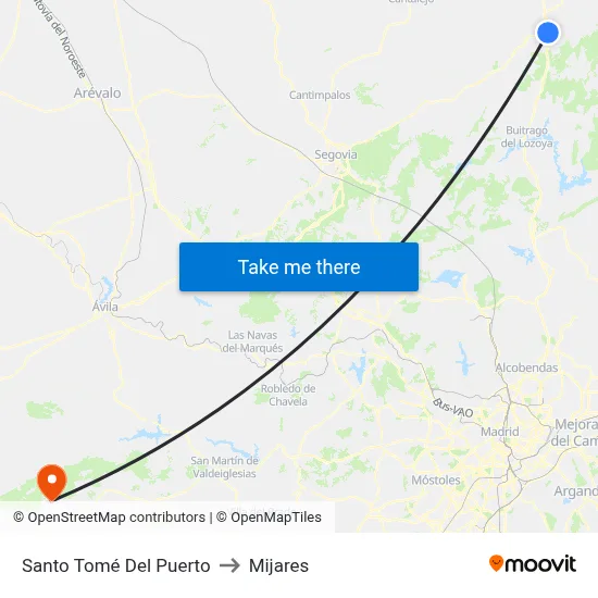 Santo Tomé Del Puerto to Mijares map