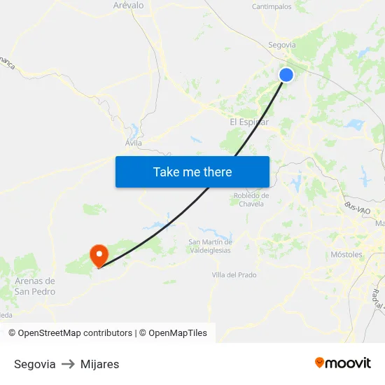 Segovia to Mijares map
