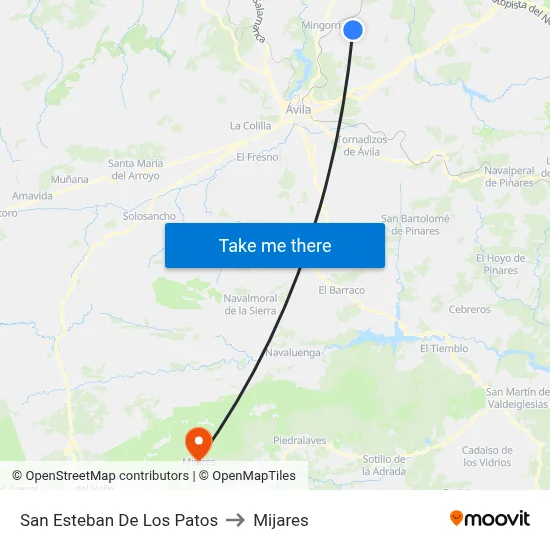San Esteban De Los Patos to Mijares map