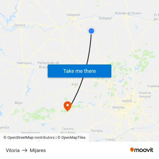 Viloria to Mijares map