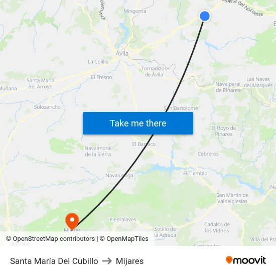 Santa María Del Cubillo to Mijares map