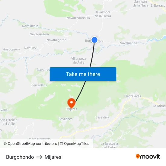 Burgohondo to Mijares map