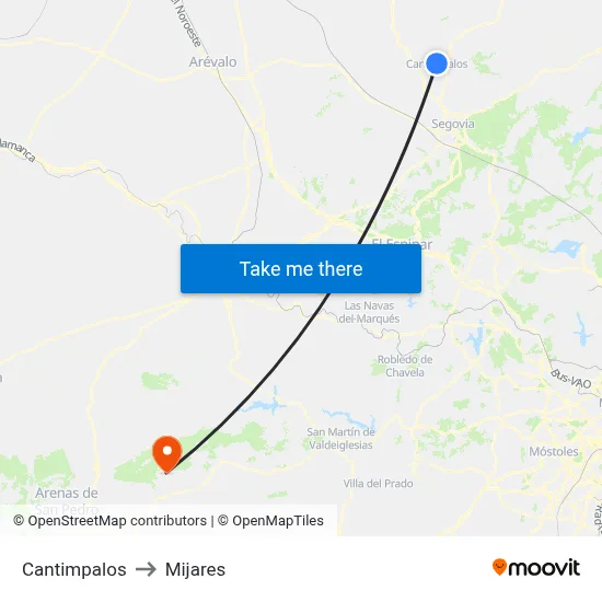 Cantimpalos to Mijares map