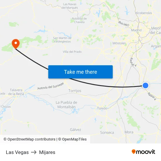Las Vegas to Mijares map