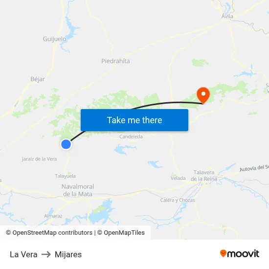 La Vera to Mijares map