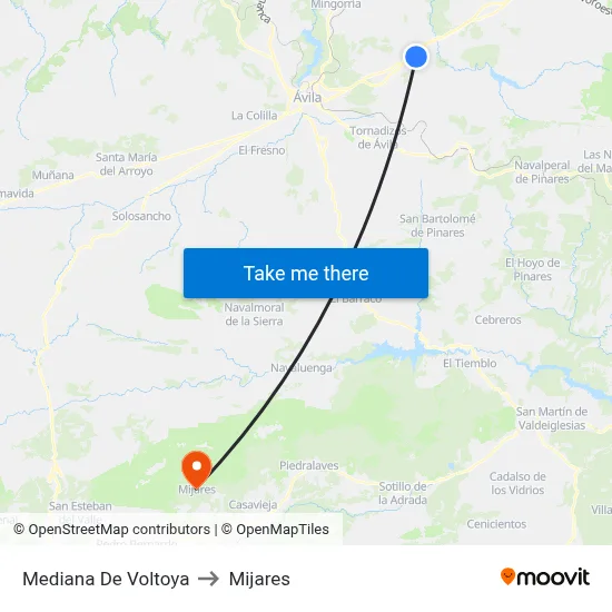 Mediana De Voltoya to Mijares map