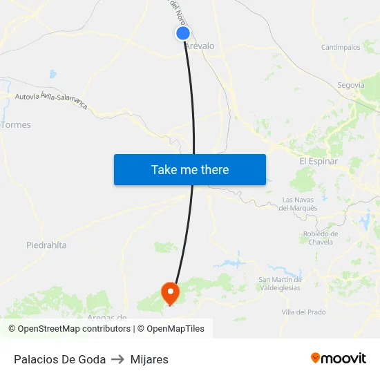Palacios De Goda to Mijares map