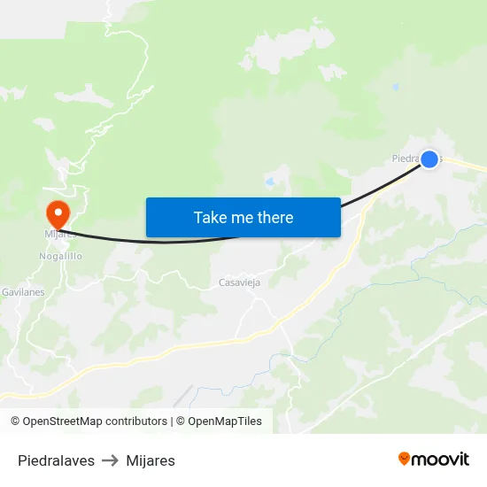 Piedralaves to Mijares map