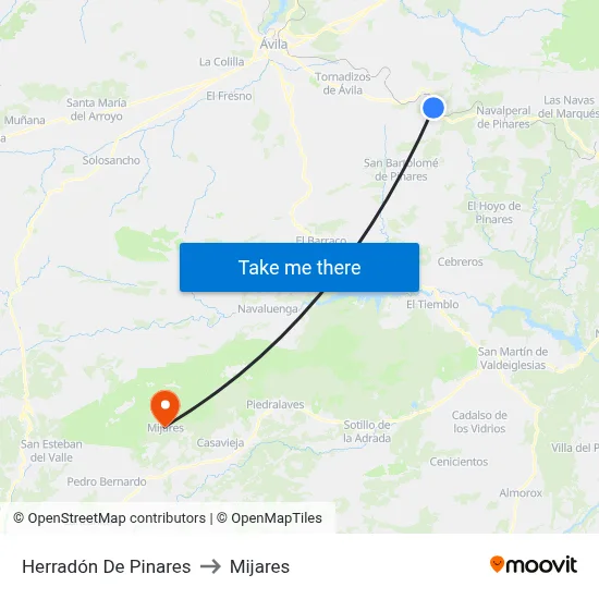 Herradón De Pinares to Mijares map