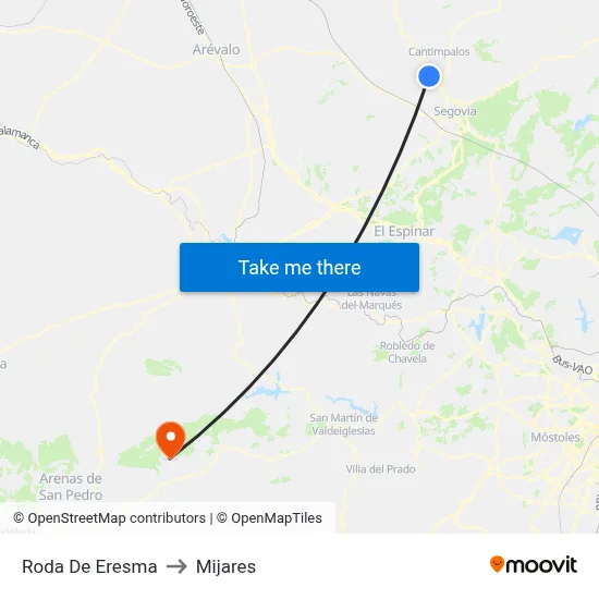 Roda De Eresma to Mijares map