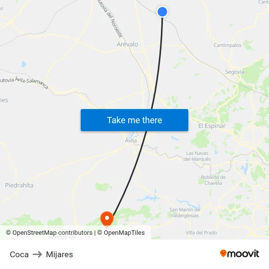 Coca to Mijares map