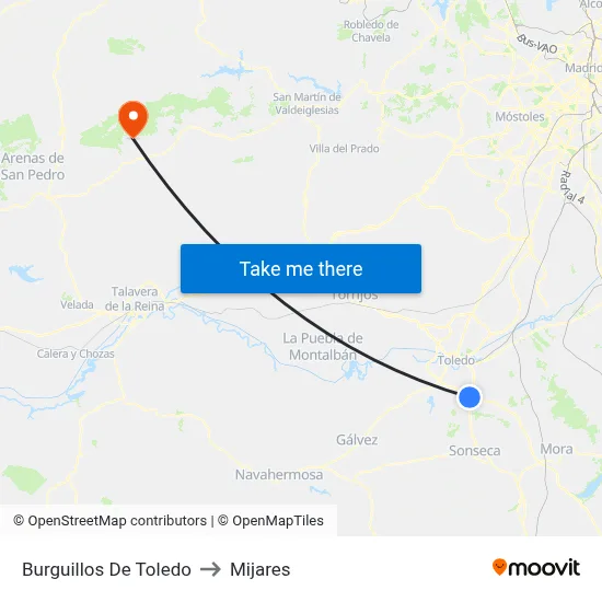 Burguillos De Toledo to Mijares map