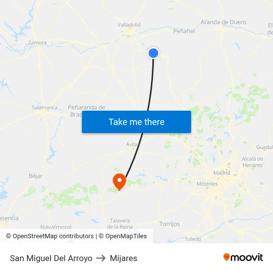 San Miguel Del Arroyo to Mijares map