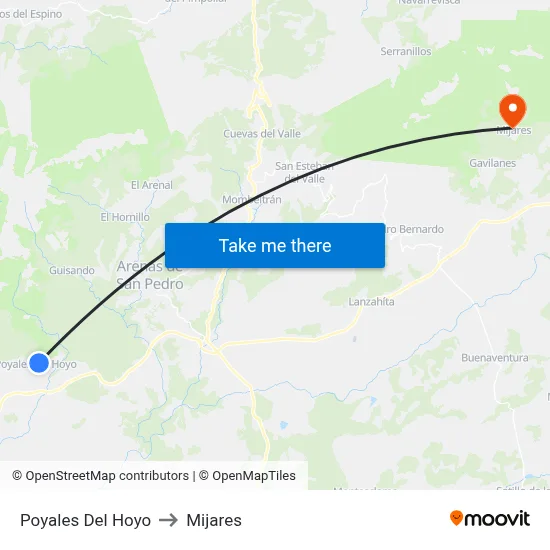 Poyales Del Hoyo to Mijares map