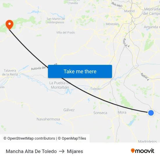 Mancha Alta De Toledo to Mijares map
