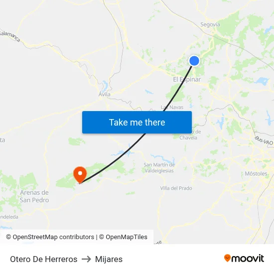 Otero De Herreros to Mijares map